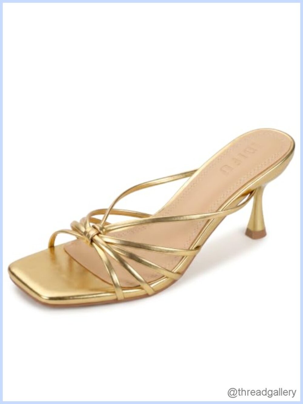 IDIFU Kitten Heels Strappy Square Toe Slip On Low Heel Sandals
